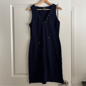 classic Ralph Lauren sleeveless navy dress